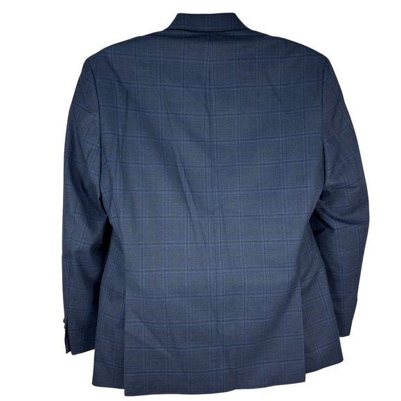 Izod Mens Navy Plaid Two-Button Blazer Jacket 42R - Picture 2 of 4